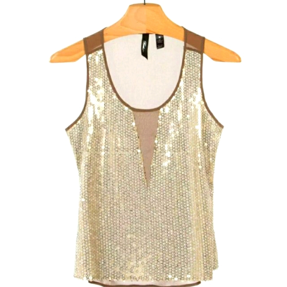 GOLD Sequin Chiffon Tank Top